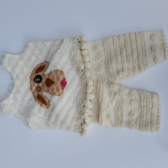 Handmade Chenille 2pc set Baby size 1 dog face nwot - Picture 1 of 3